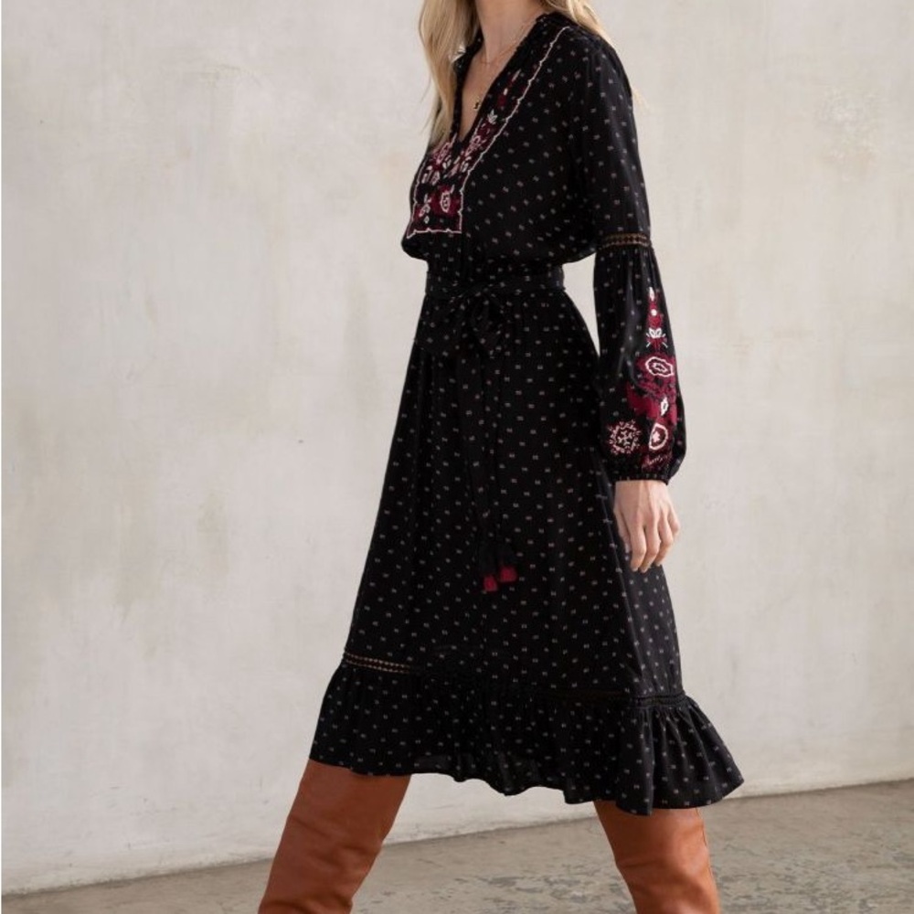 Lovestitch Black Dress with Pink Embroidery